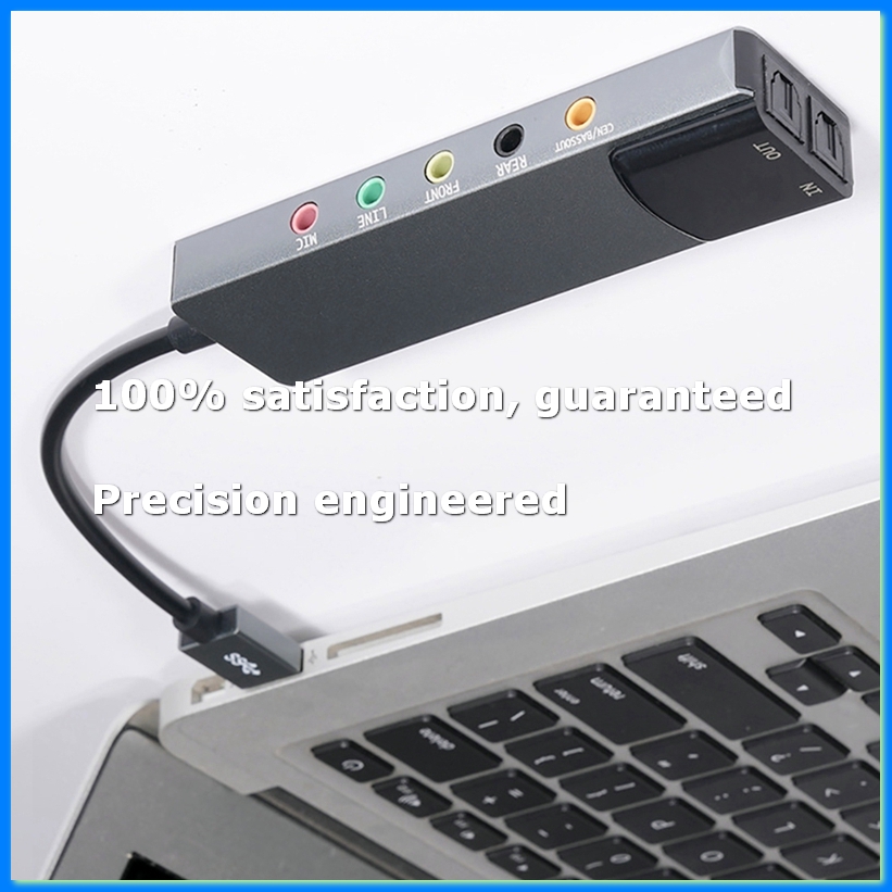 Sound Card Usb - การ์ดเสียงภายนอก USB แบบ 6-in-1 อะแดปเตอร์แปลงเสียงมัลติฟังก์ชั่นสำหรับโน้ตบุ๊กการ์ดเสียงอลูมิเนียม-ABAM