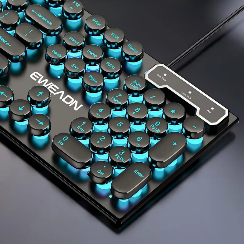 Pc Gaming Rgb - ชุดคีย์บอร์ดและเมาส์สไตล์เรโทรพังก์ ดีไซน์แบบกลไก ใช้ได้ทั้งแบบมีสายและไร้สาย ไฟ RGB สำหรับเล่นเกมและทำงาน