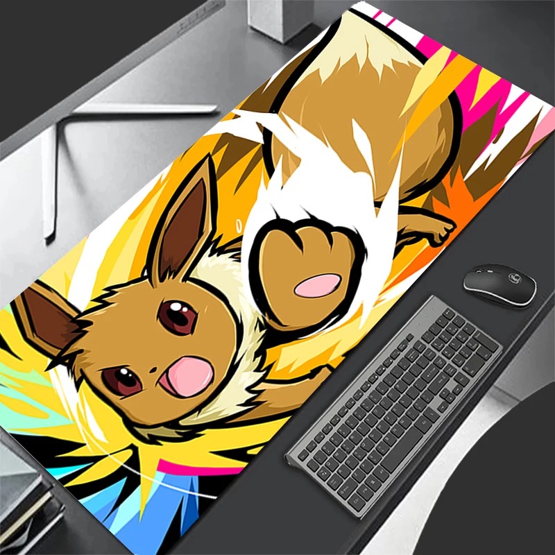 Pc Gaming Gratis - P-Pokemon Eevee Anime Gaming Mouse Pad,แผ่นรองเม้าส์แบบขยายได้,แผ่นรองคีย์บอร์ดสำหรับแล็ปท็อปพีซี