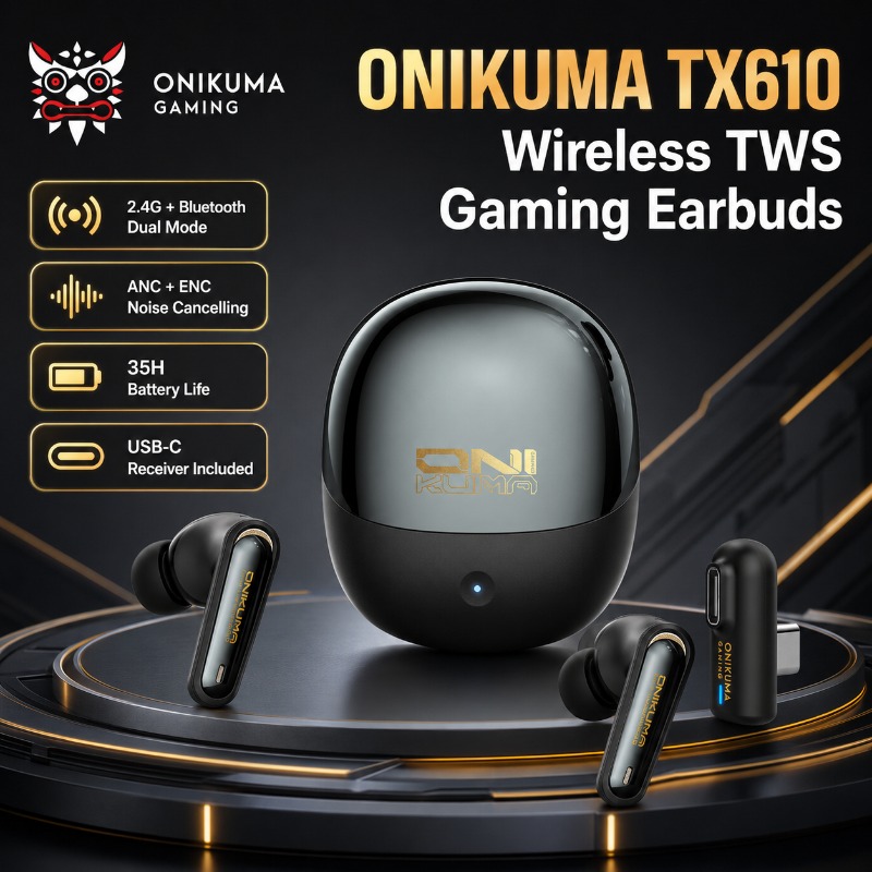 Pc Gaming Apple - ONIKUMA TX610 หูฟังสำหรับเล่นเกมไร้สายโหมดคู่ 2.4GHz บลูทูธ ANC